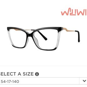 Women's Black and Clear Cat-Eye Glasses with Gold Temples